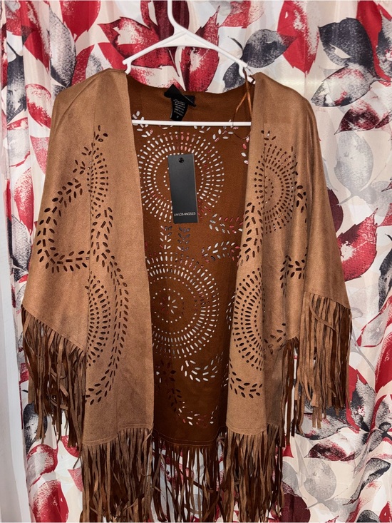 Liv Los Angeles Jackets & Blazers - City Streets Women's Fringe Open Cardigan Jacket - Brown